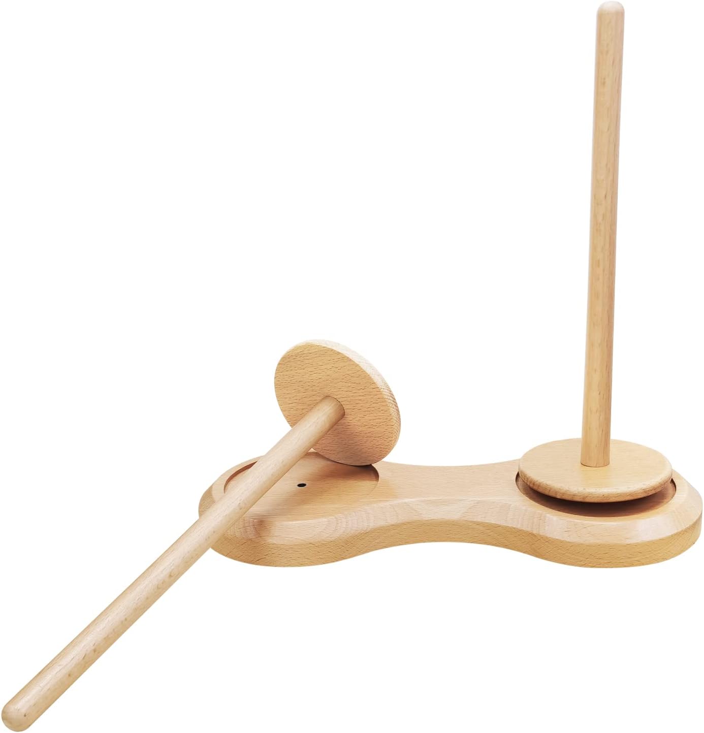 Dual-Spindle Wooden Yarn Holder|Rotating Yarn Ball Winder Stand for Crochet & Knitting|Natural Wood Base|For Two Skeins or Cakes