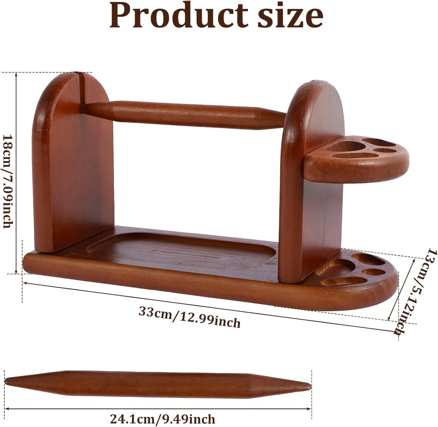 Solid Wood Yarn Holder & Organizer Stand|Knitting & Crochet Tool Storage with Needle Holes|Yarn Guide Bar + Thread Tray|For Craft & DIY Lovers