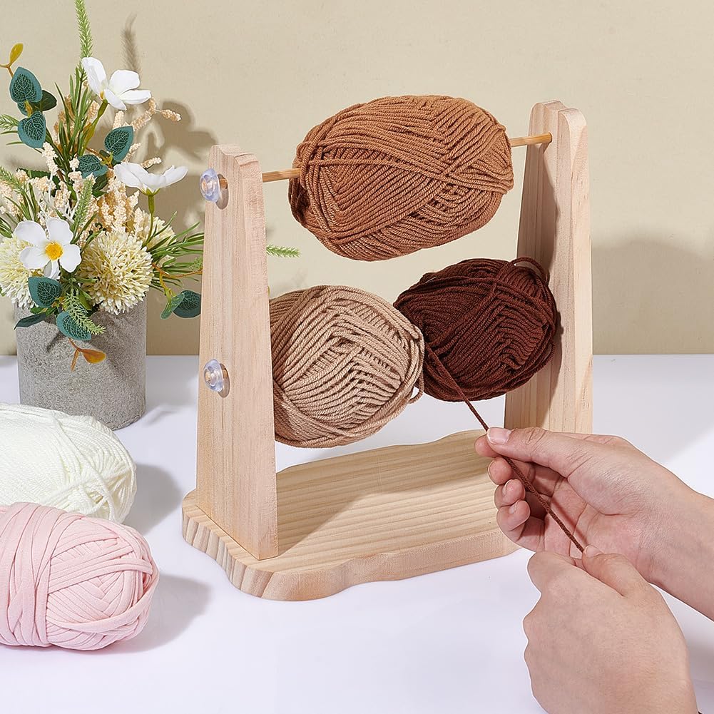Double-Rod Wooden Yarn Holder Stand – Tangle-Free Multi-Yarn Organizer for Knitting & Crochet (1 Set)