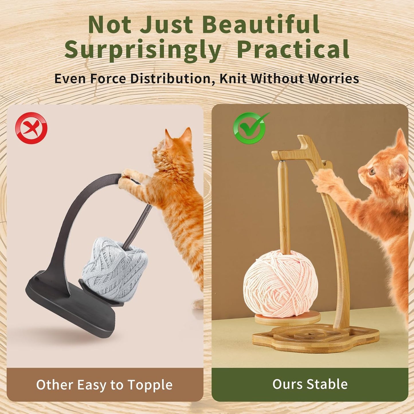 Detachable Bamboo Yarn Holder – Spinning Yarn Organizer Stand for Knitting & Crochet Projects