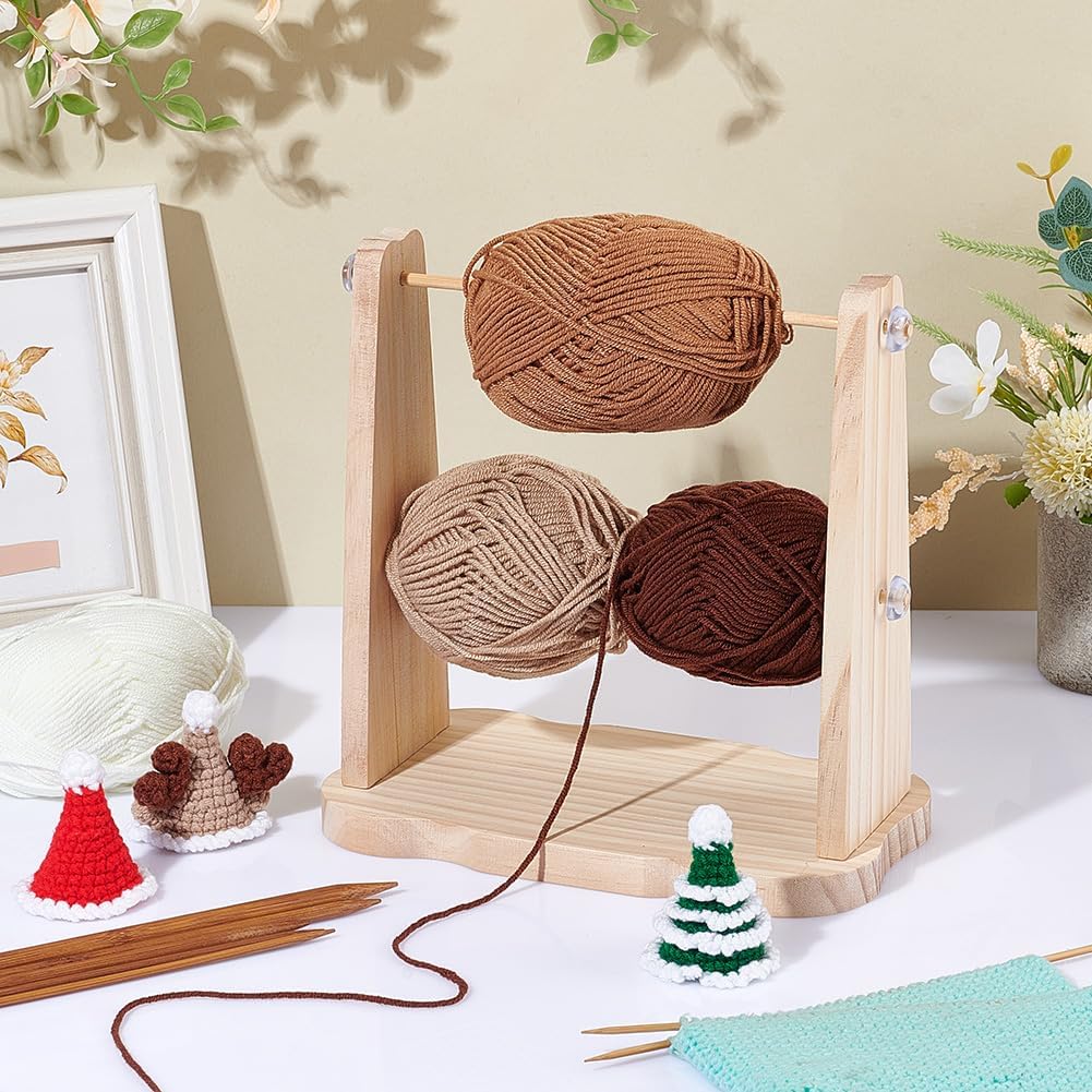 Double-Rod Wooden Yarn Holder Stand – Tangle-Free Multi-Yarn Organizer for Knitting & Crochet (1 Set)