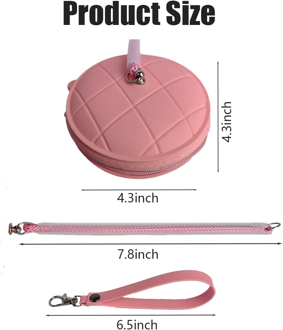 Cute Round Silicone Coin Purse Set｜With Wrist Strap & Lanyard｜Waterproof Soft Zipper Pouch