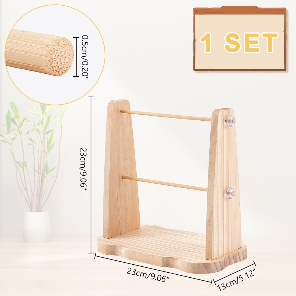 Double-Rod Wooden Yarn Holder Stand – Tangle-Free Multi-Yarn Organizer for Knitting & Crochet (1 Set)