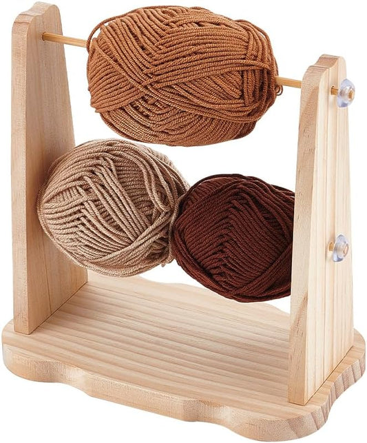Double-Rod Wooden Yarn Holder Stand – Tangle-Free Multi-Yarn Organizer for Knitting & Crochet (1 Set)