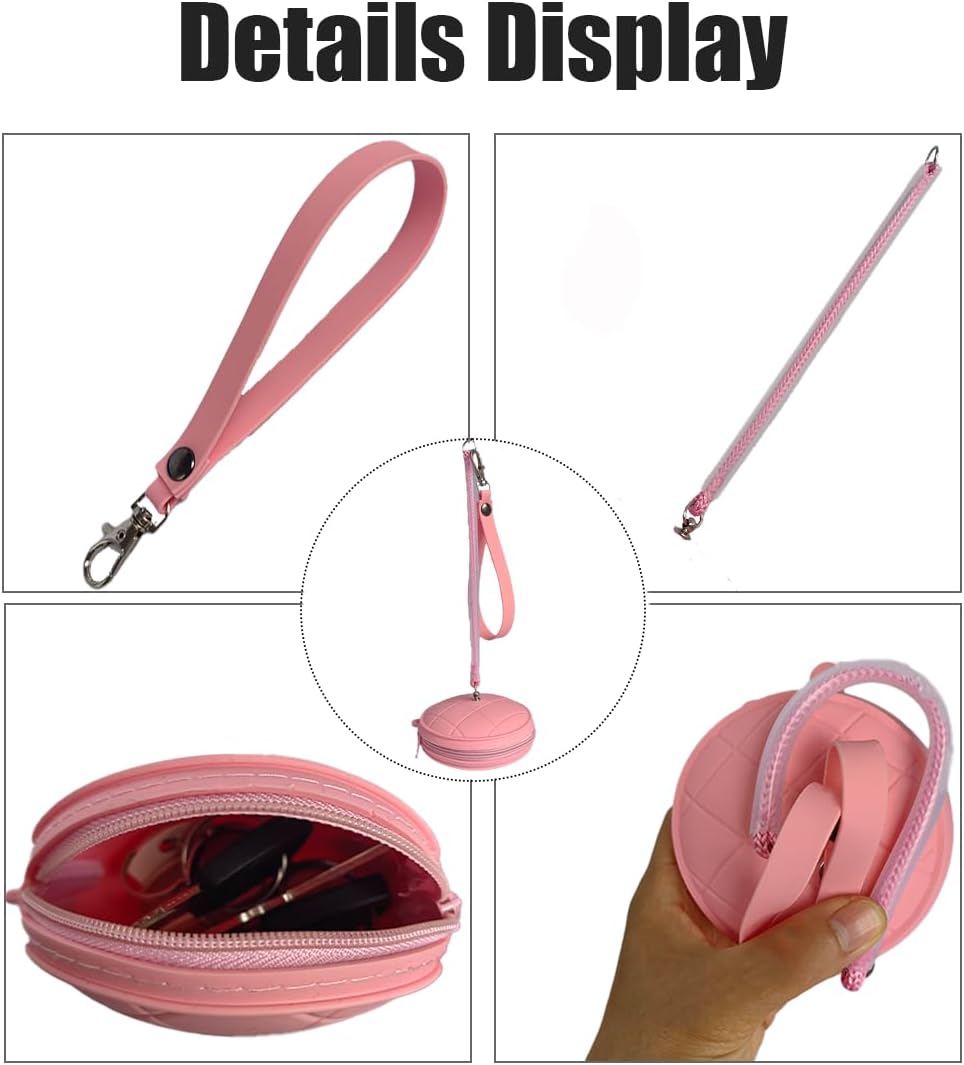 Cute Round Silicone Coin Purse Set｜With Wrist Strap & Lanyard｜Waterproof Soft Zipper Pouch
