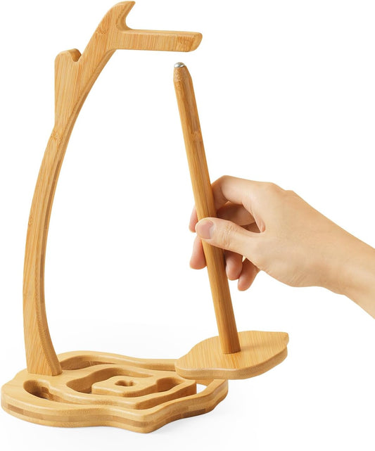 Detachable Bamboo Yarn Holder – Spinning Yarn Organizer Stand for Knitting & Crochet Projects