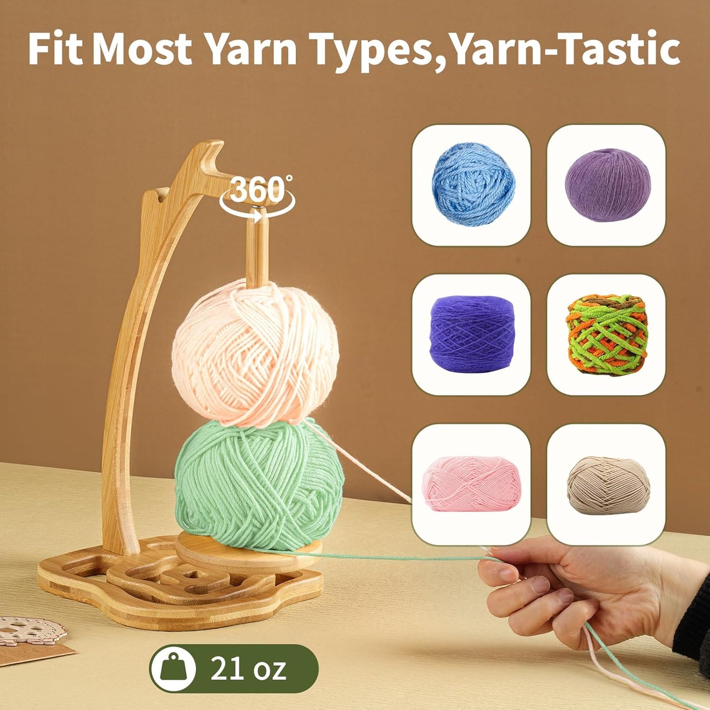 Detachable Bamboo Yarn Holder – Spinning Yarn Organizer Stand for Knitting & Crochet Projects