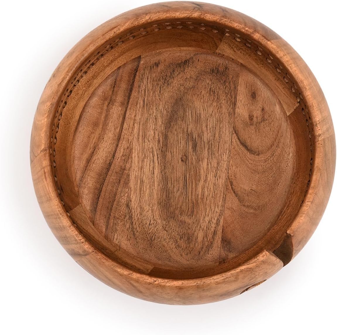 Hand-Carved Wooden Yarn Bowl｜8” Wide Knitting Bowl for Yarn Storage｜Decorative Thread Organizer with Swirl Cut-Out