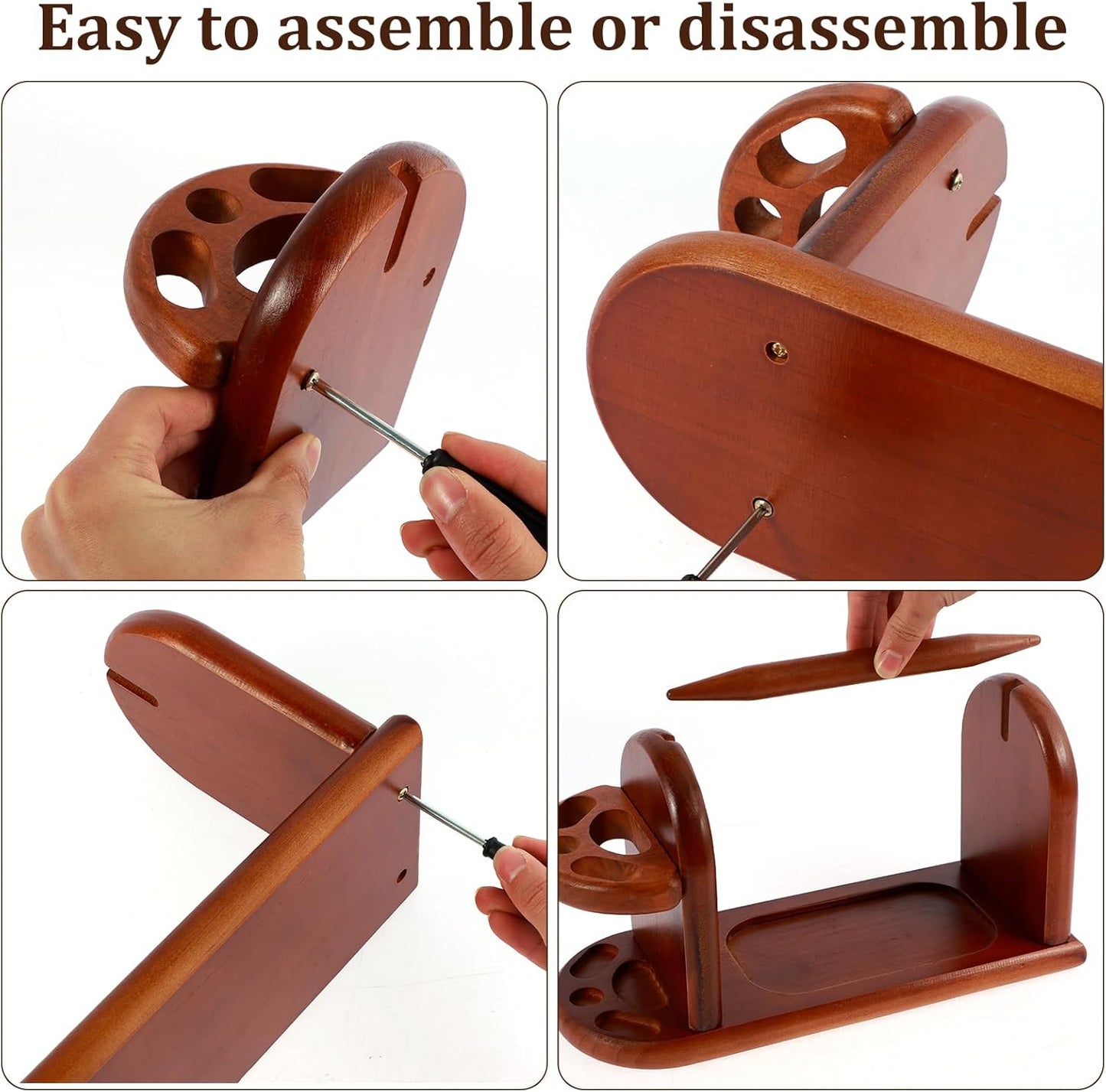 Solid Wood Yarn Holder & Organizer Stand｜Knitting & Crochet Tool Storage with Needle Holes｜Yarn Guide Bar + Thread Tray｜For Craft & DIY Lovers