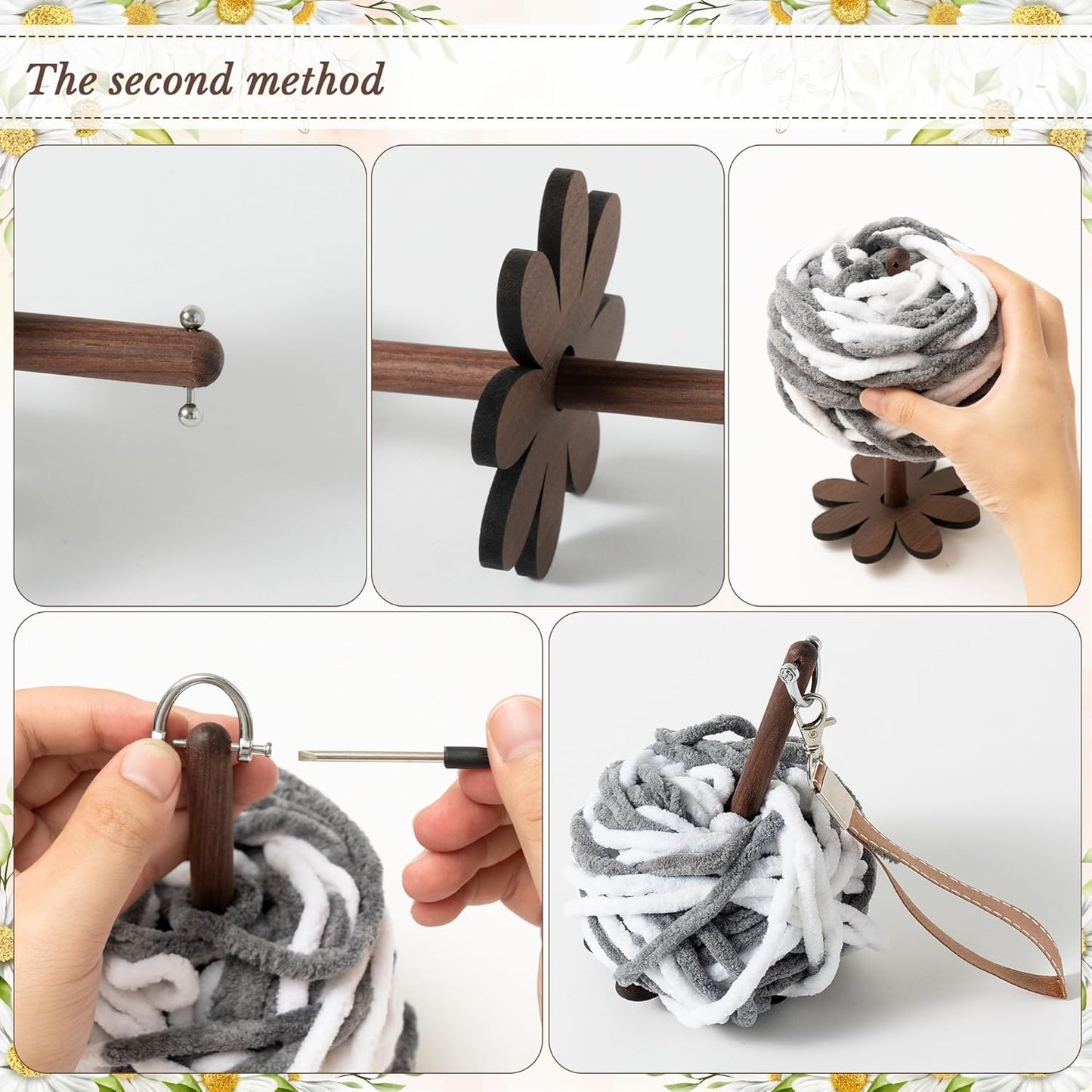 DIY Crochet Bag Accessories Kit – Includes Leather Strap, Buckles, Flower Decoration, Stitch Markers & Installation Tools – Knitting Purse Making Kit